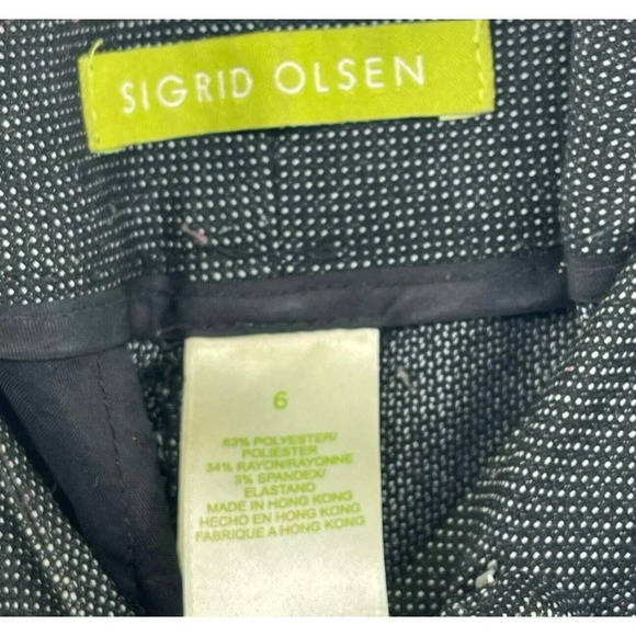 Sigrid Olsen Pants Women's Sz 6 Black Birdseye Welt Stretch Straight Dress Pants - Picture 5 of 8